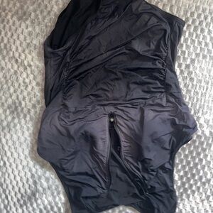 Lands' End Black zip up swim suit